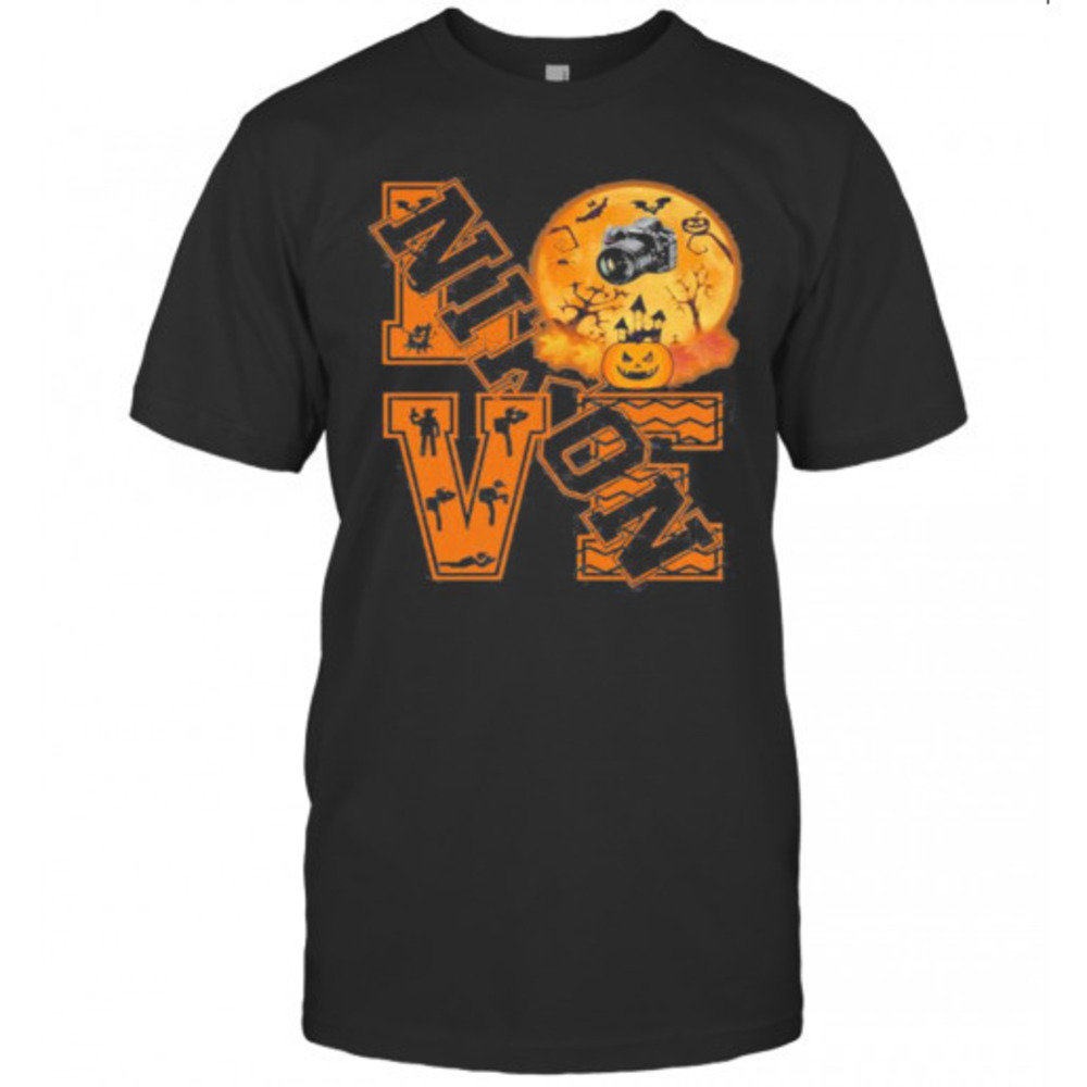 Halloween Love Nikon Camera Moon Tshirt